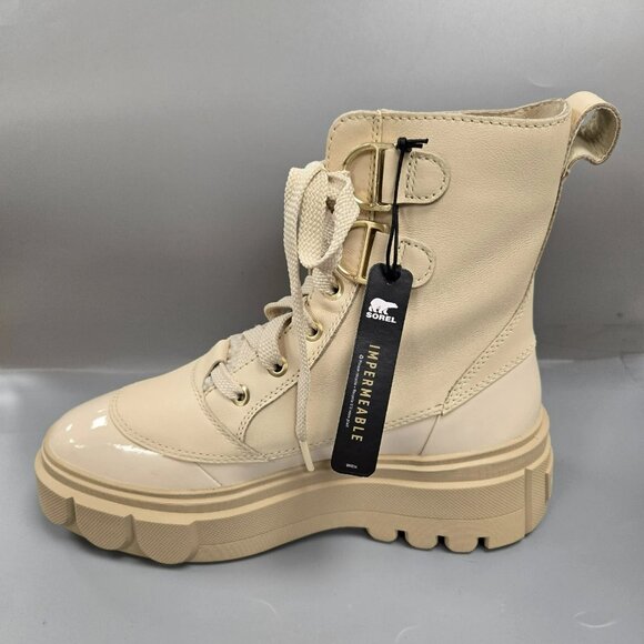 SOREL Caribou X Cozy Lace Up Boot Bleached Ceramic Oatmeal Beige Size 8 - Picture 4 of 15